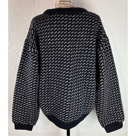 L.L.Bean Vintage 80s Men’s Wool Norwegian Birdseye Fisherman Sweater, size Large - Picture 5 of 11